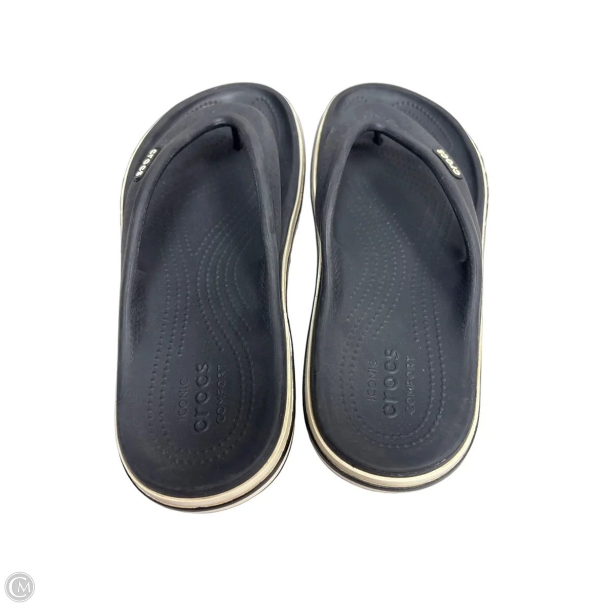 Sandals Flip Flops By Crocs In Black, Size: 7