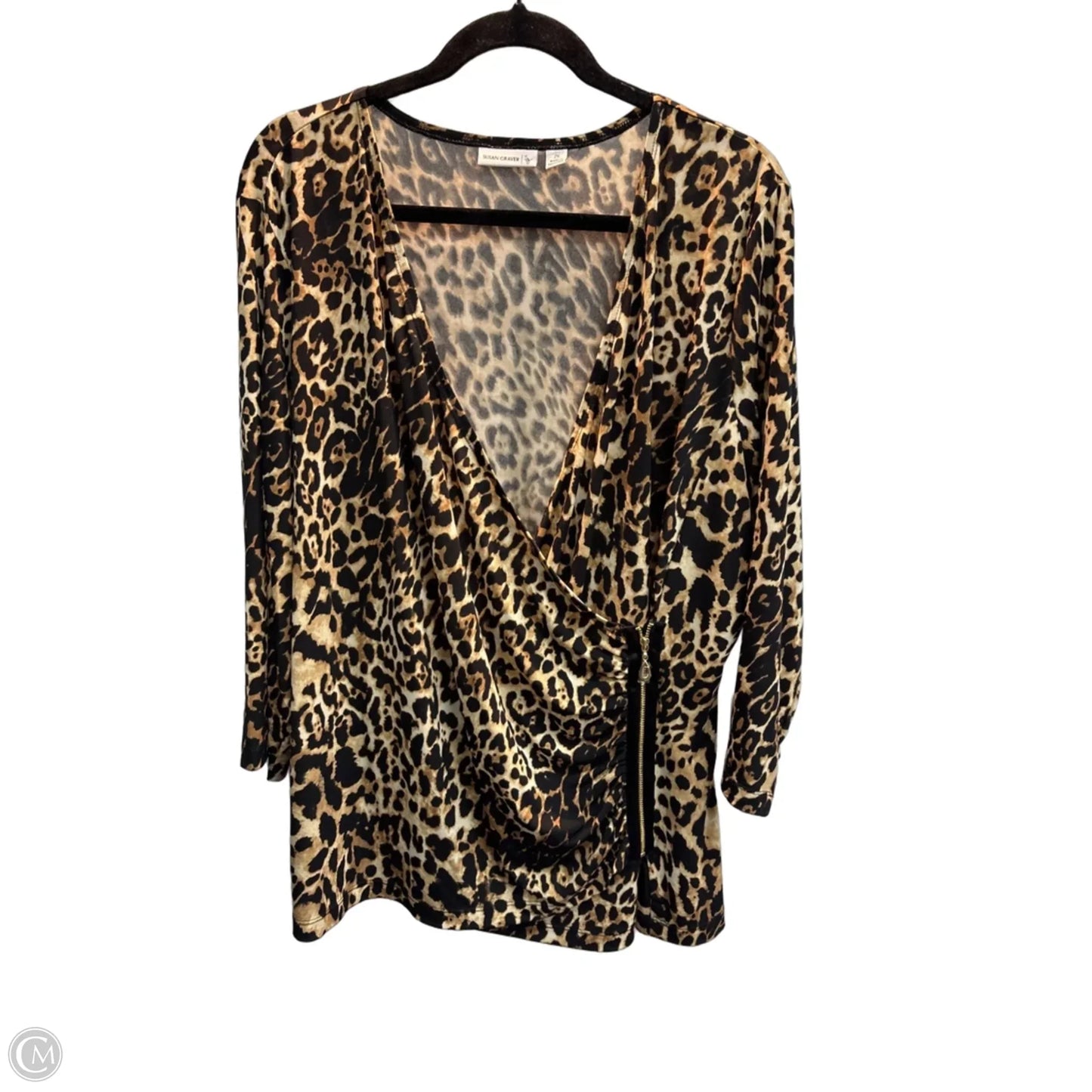 Top Long Sleeve By Susan Graver In Animal Print, Size: 2x