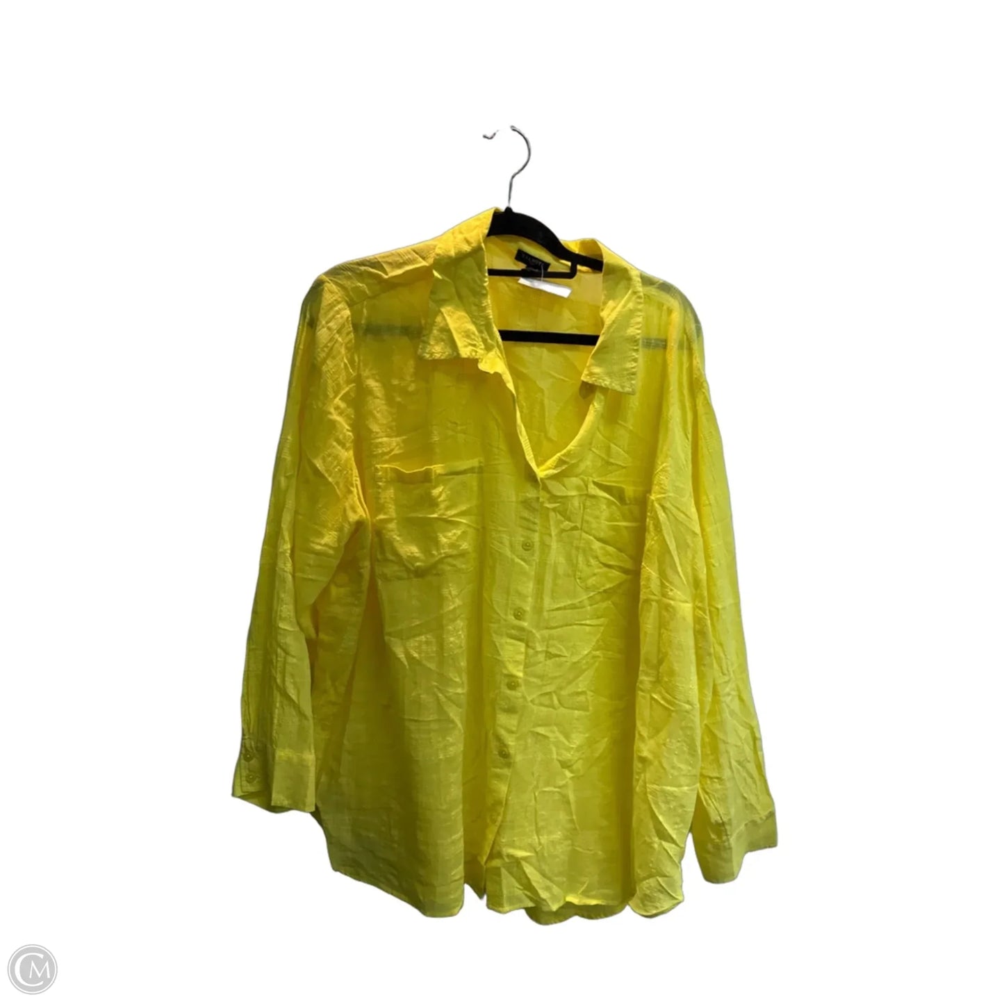 Top Long Sleeve By Talbots In Yellow, Size: 3x
