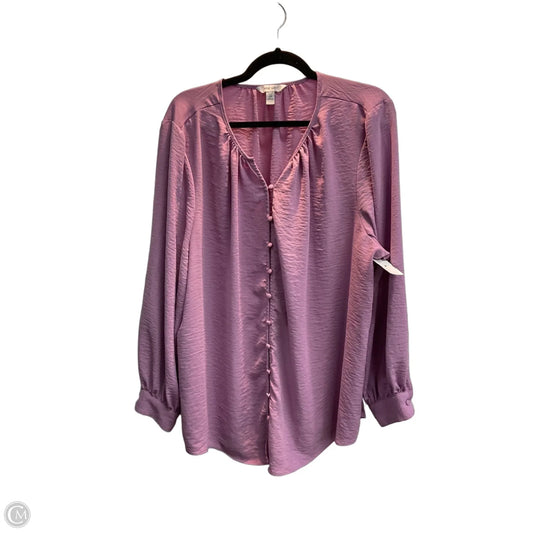 Blouse Long Sleeve By Nine West In Purple, Size: 2x