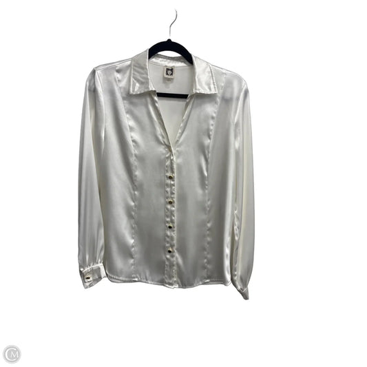 Blouse Long Sleeve By Anne Klein In White, Size: S