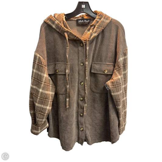 Jacket Shirt By White Birch In Brown, Size: L