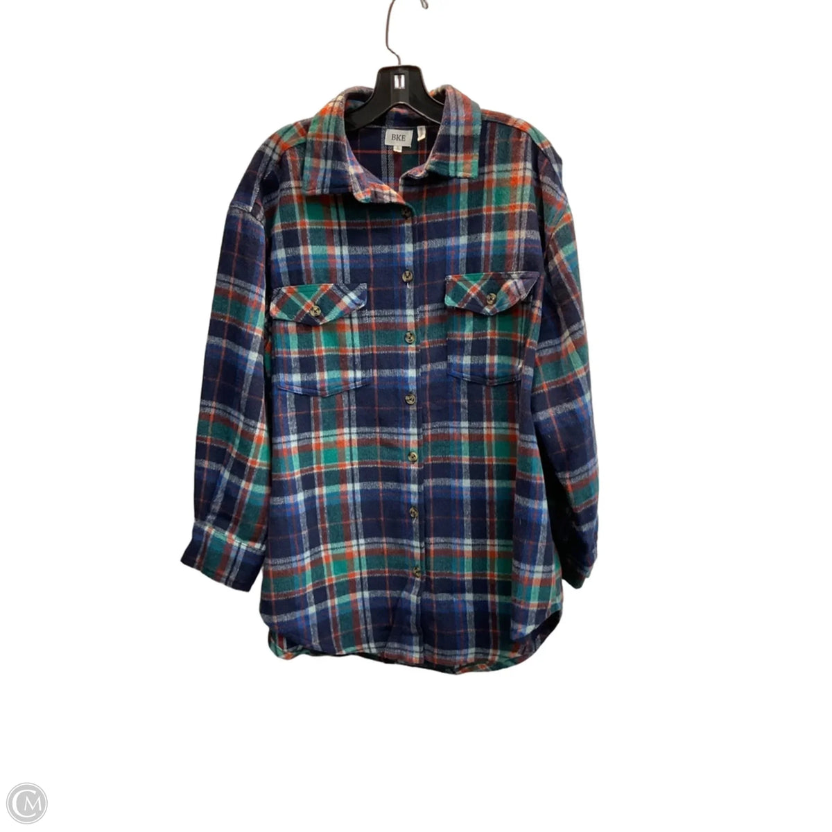 Jacket Shirt By Bke In Plaid Pattern, Size: L
