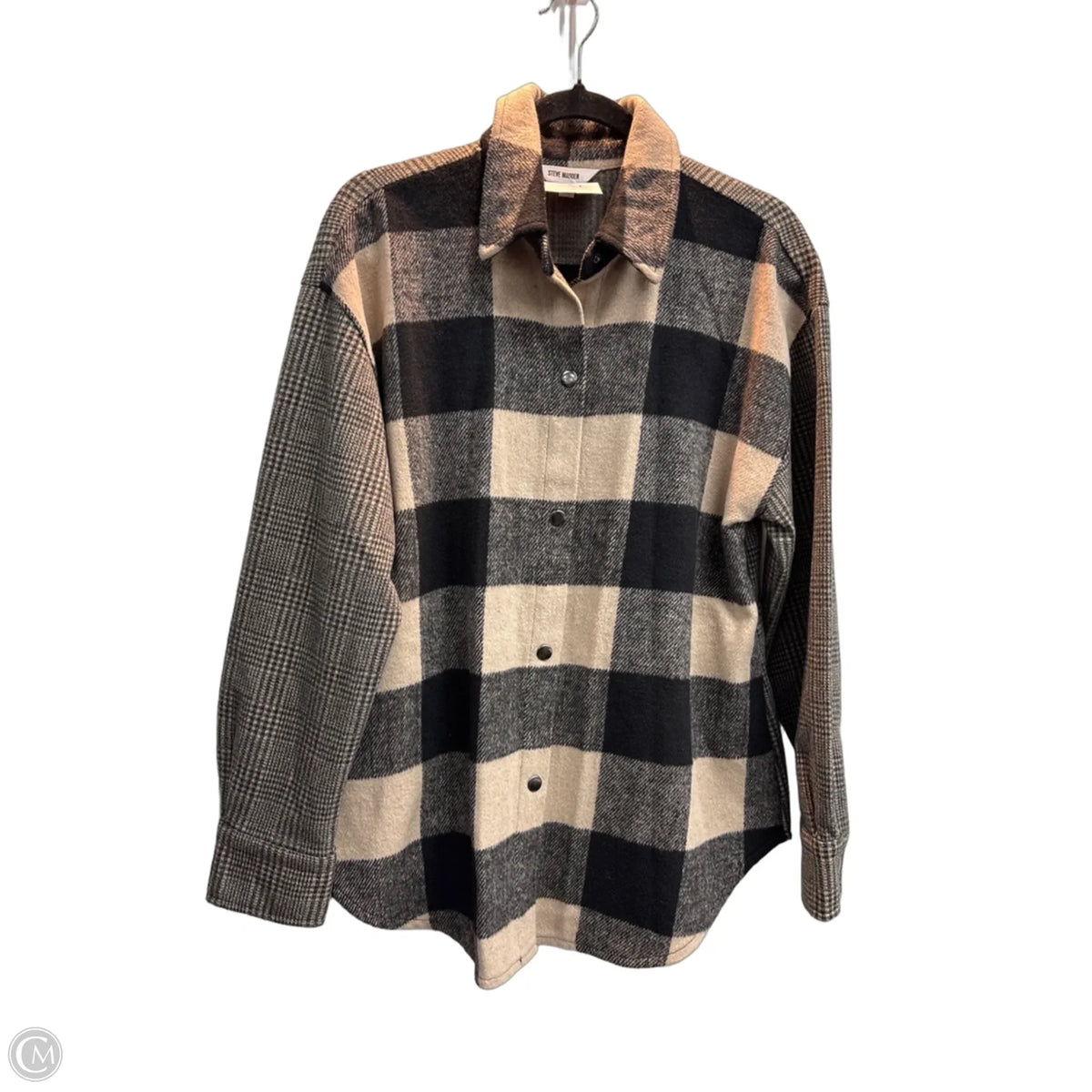 Jacket Fleece By Steve Madden In Plaid Pattern, Size: S