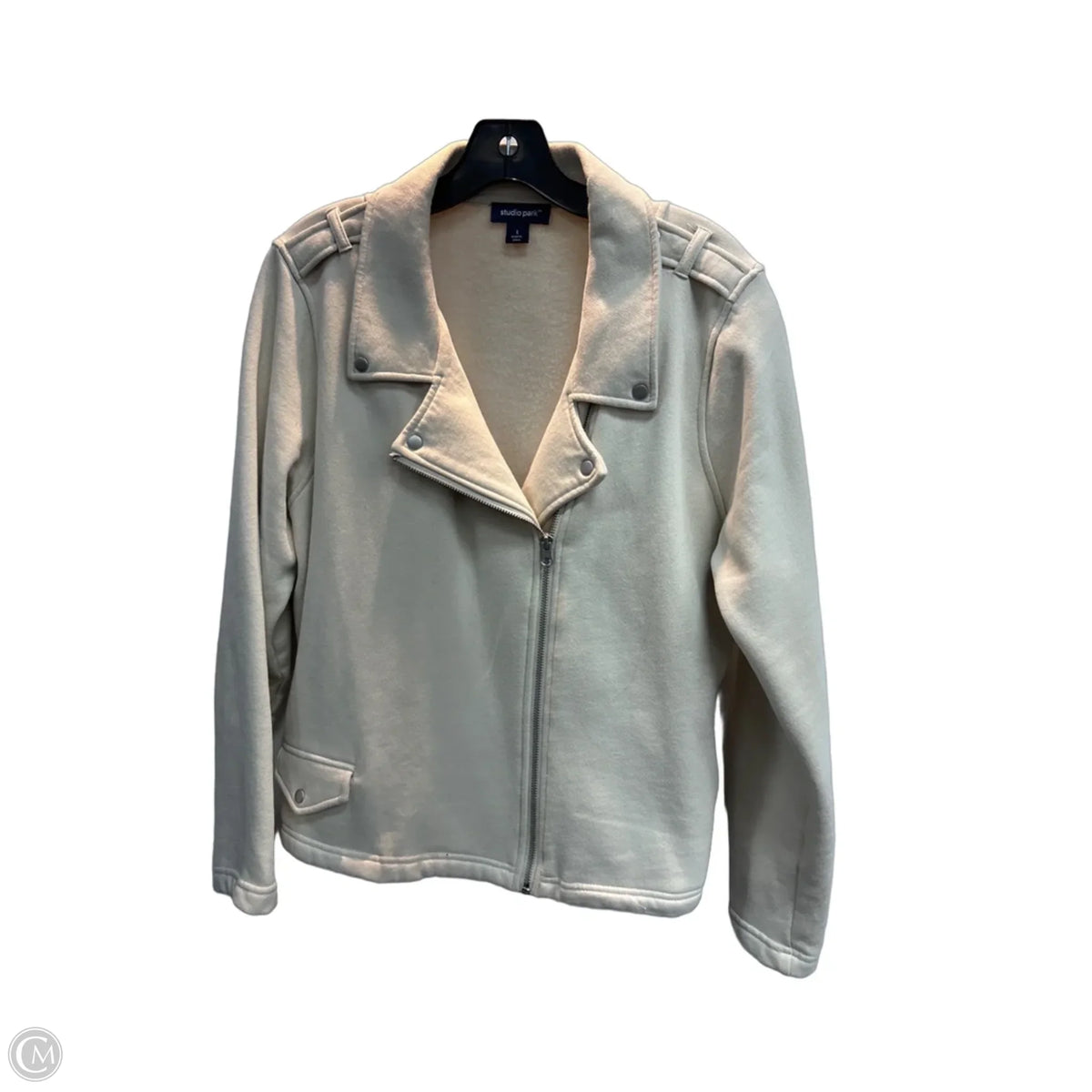 Jacket Moto By Studio Park In Cream, Size: L