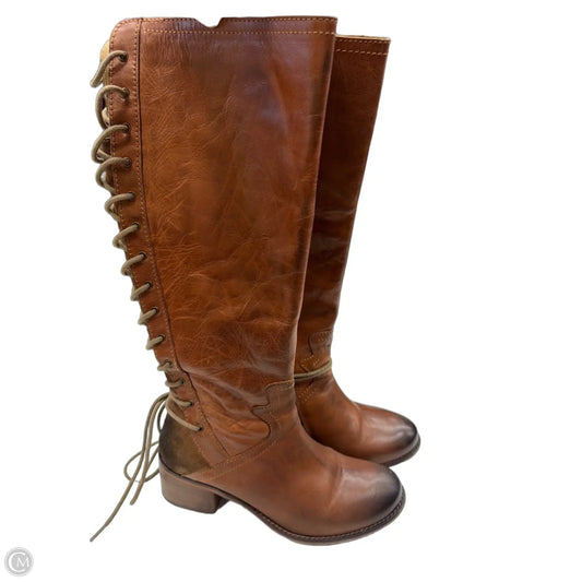 Boots Knee Heels By Clothes Mentor In Brown, Size: 7.5