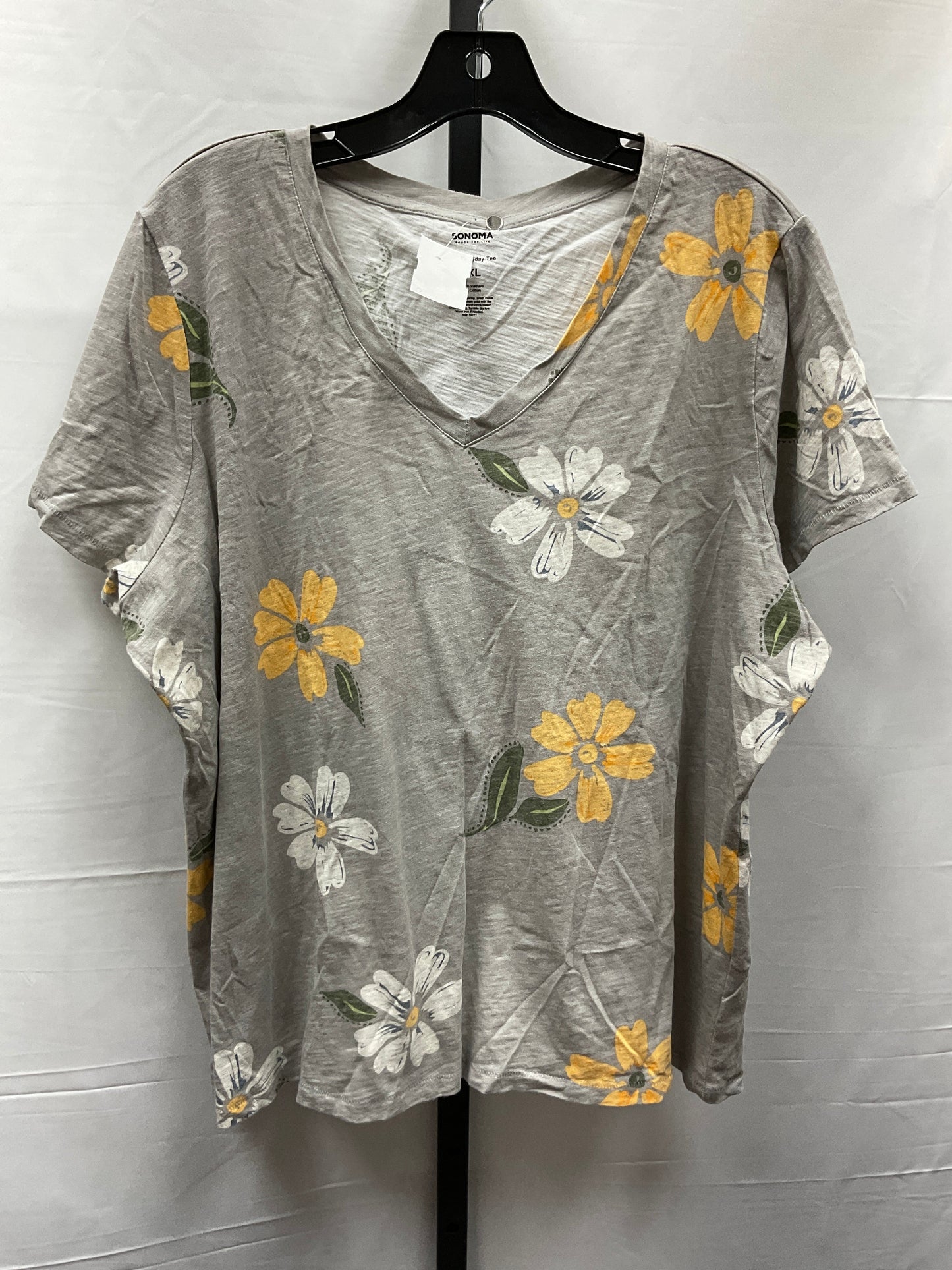 Floral Print Top Short Sleeve Sonoma, Size Xxl
