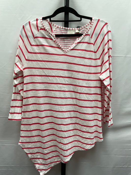 Pink & White Top Long Sleeve Chicos, Size L