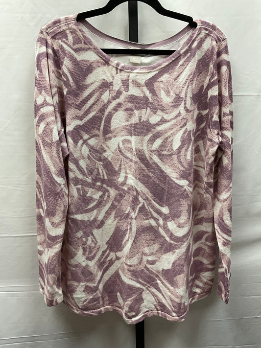 Purple & White Top Long Sleeve Chicos, Size L