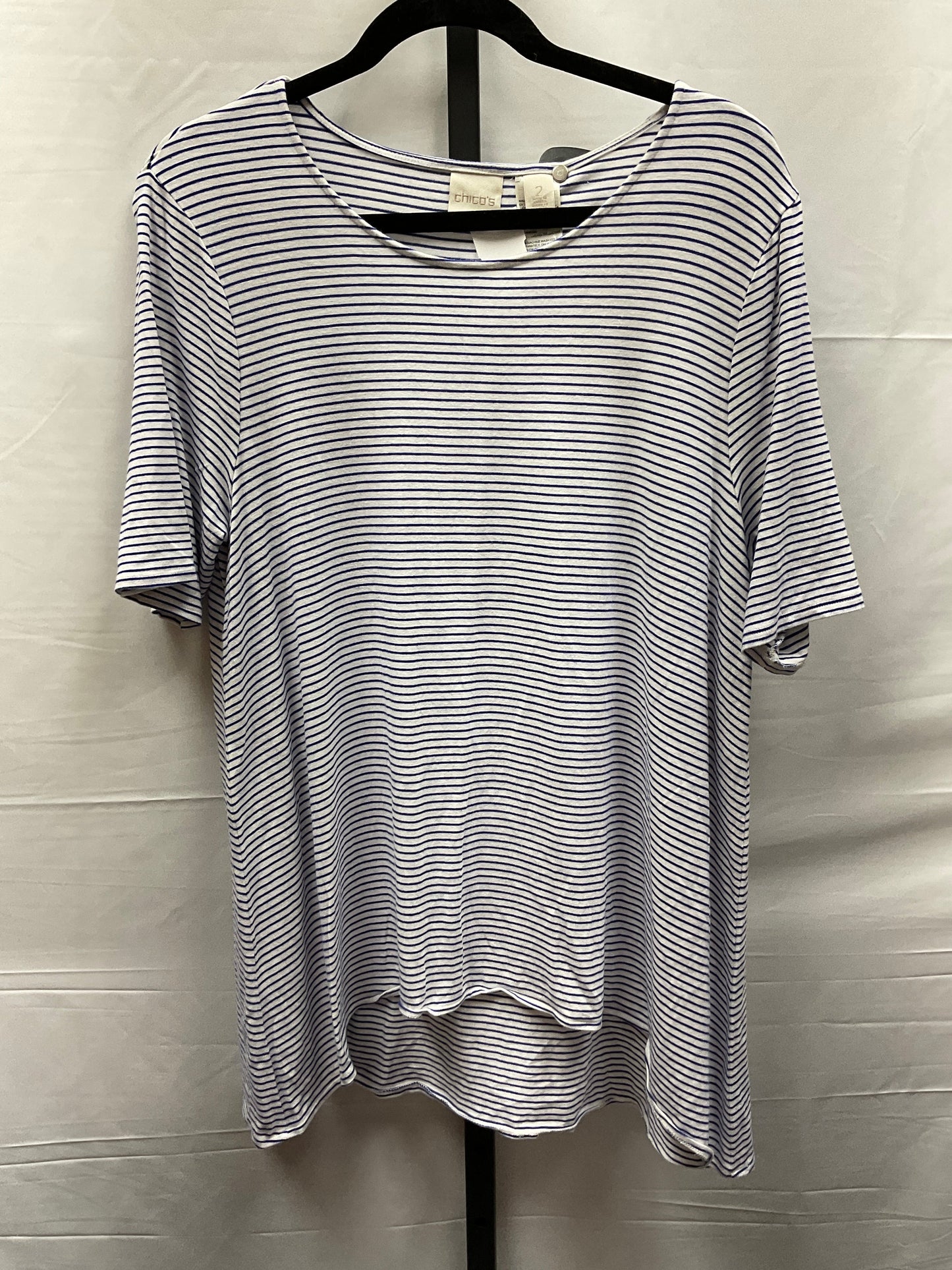 Blue & White Top Short Sleeve Chicos, Size L