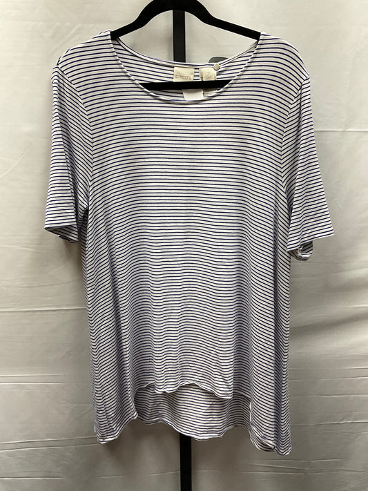 Blue & White Top Short Sleeve Chicos, Size L