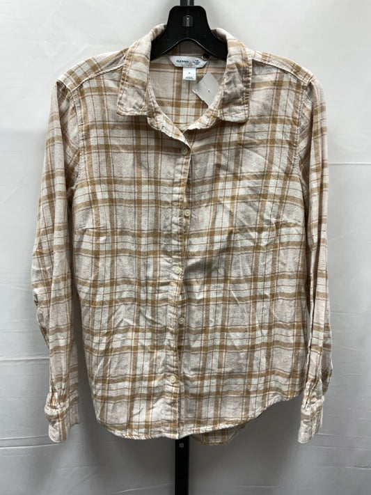 Tan & White Top Long Sleeve Old Navy, Size M