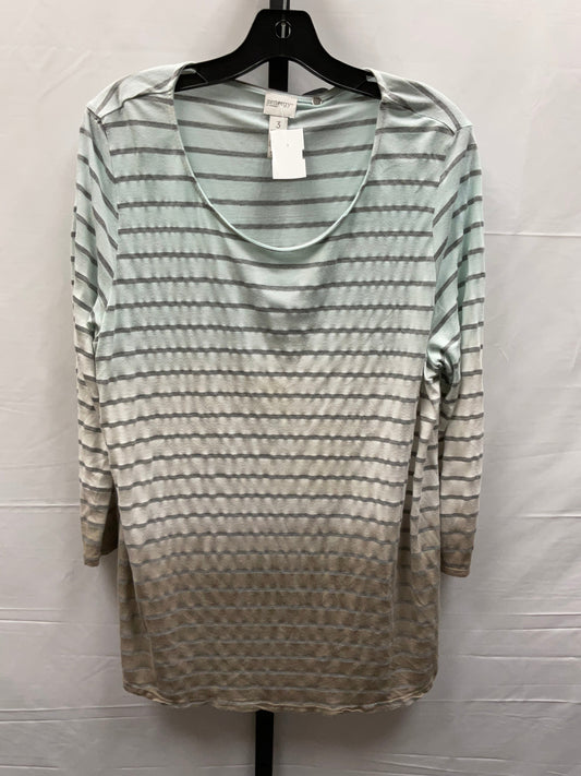 Striped Pattern Top Long Sleeve Zenergy By Chicos, Size Xl