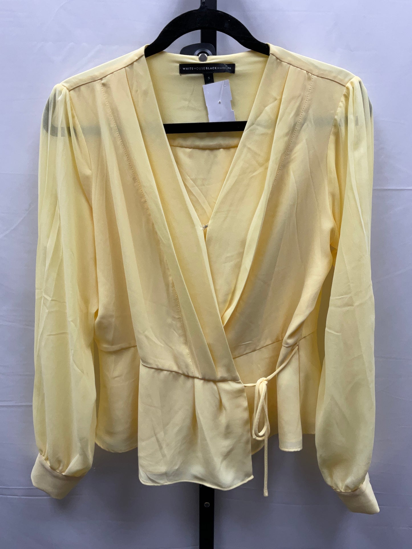 Yellow Top Long Sleeve White House Black Market, Size S