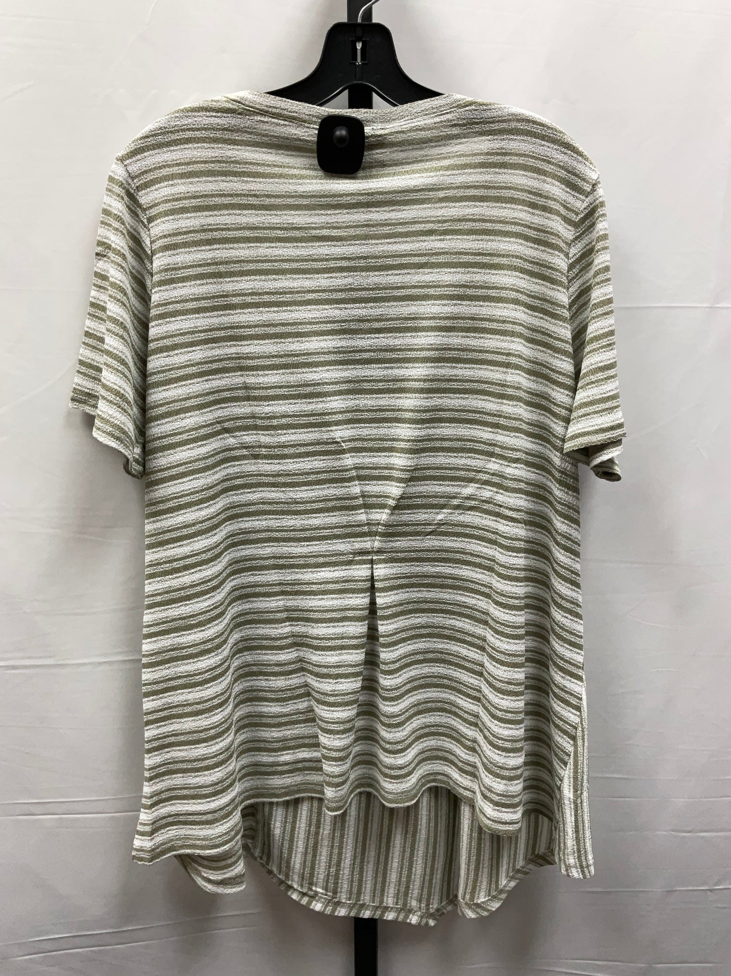 Top Short Sleeve By Diane Gilman In Green & White, Size: 1x