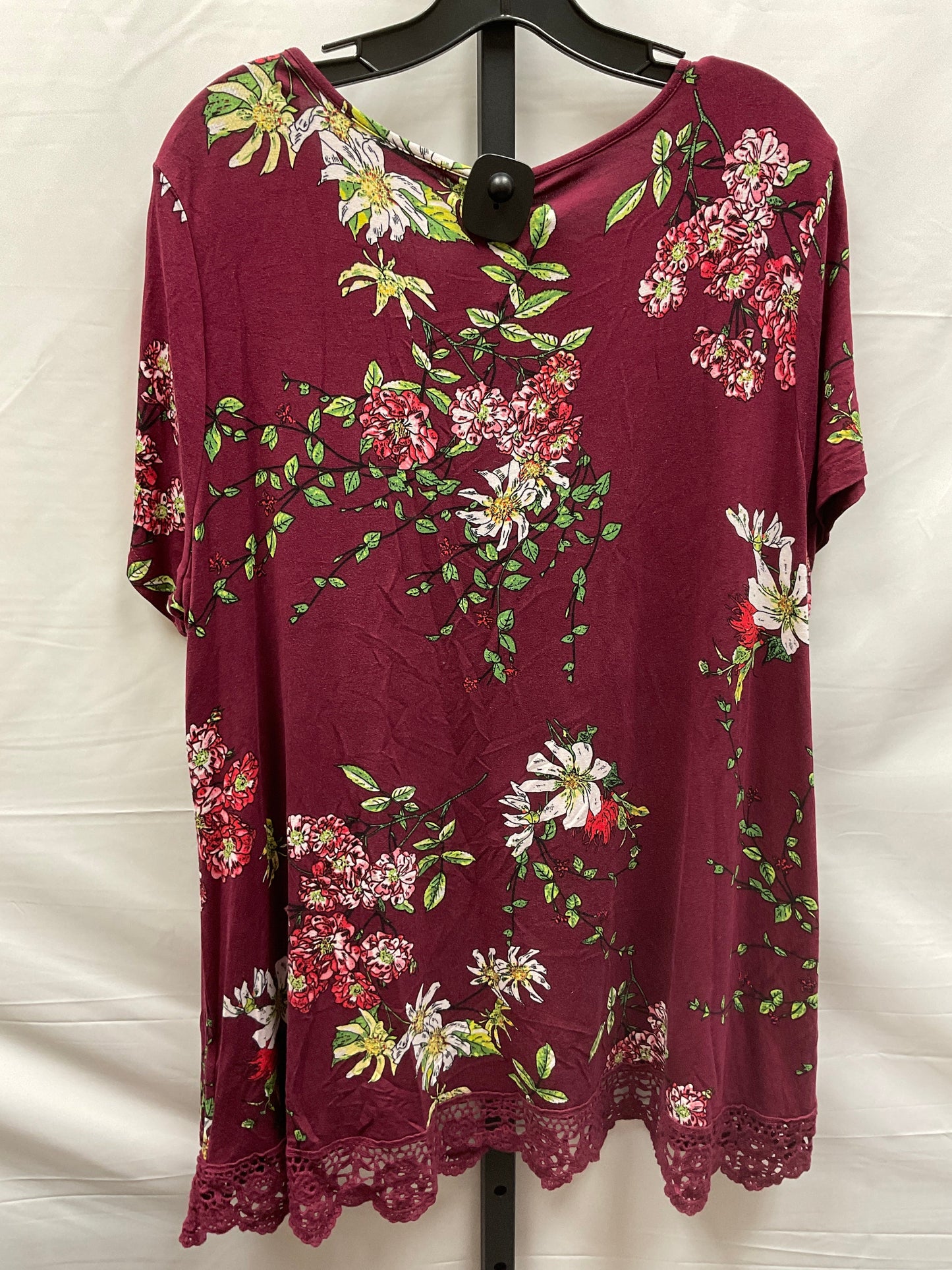 Floral Print Top Short Sleeve Clothes Mentor, Size 2x