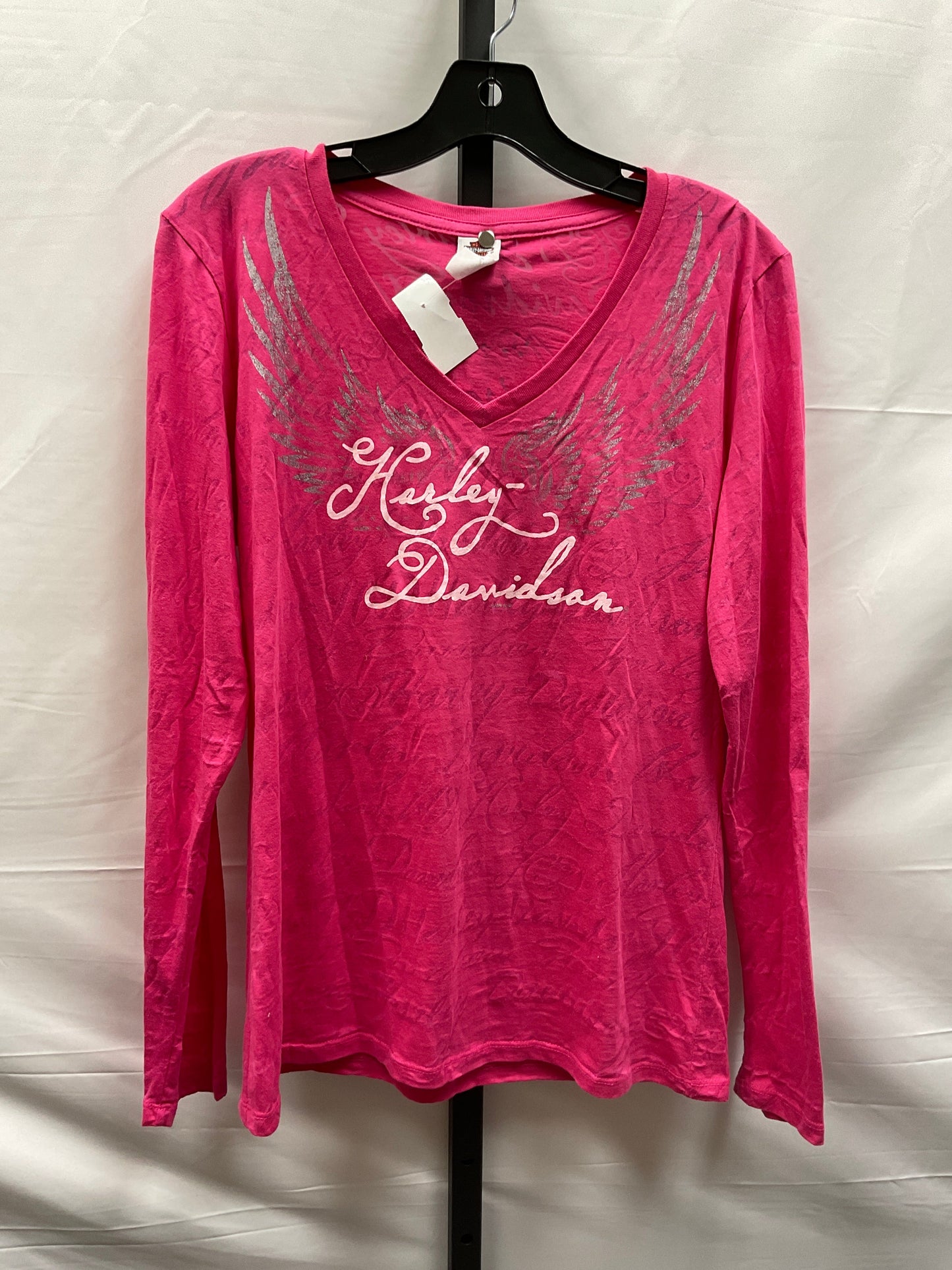 Pink Top Long Sleeve Harley Davidson, Size L