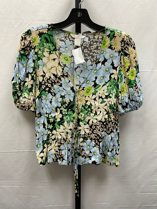 Floral Print Top Short Sleeve H&m, Size Xxs