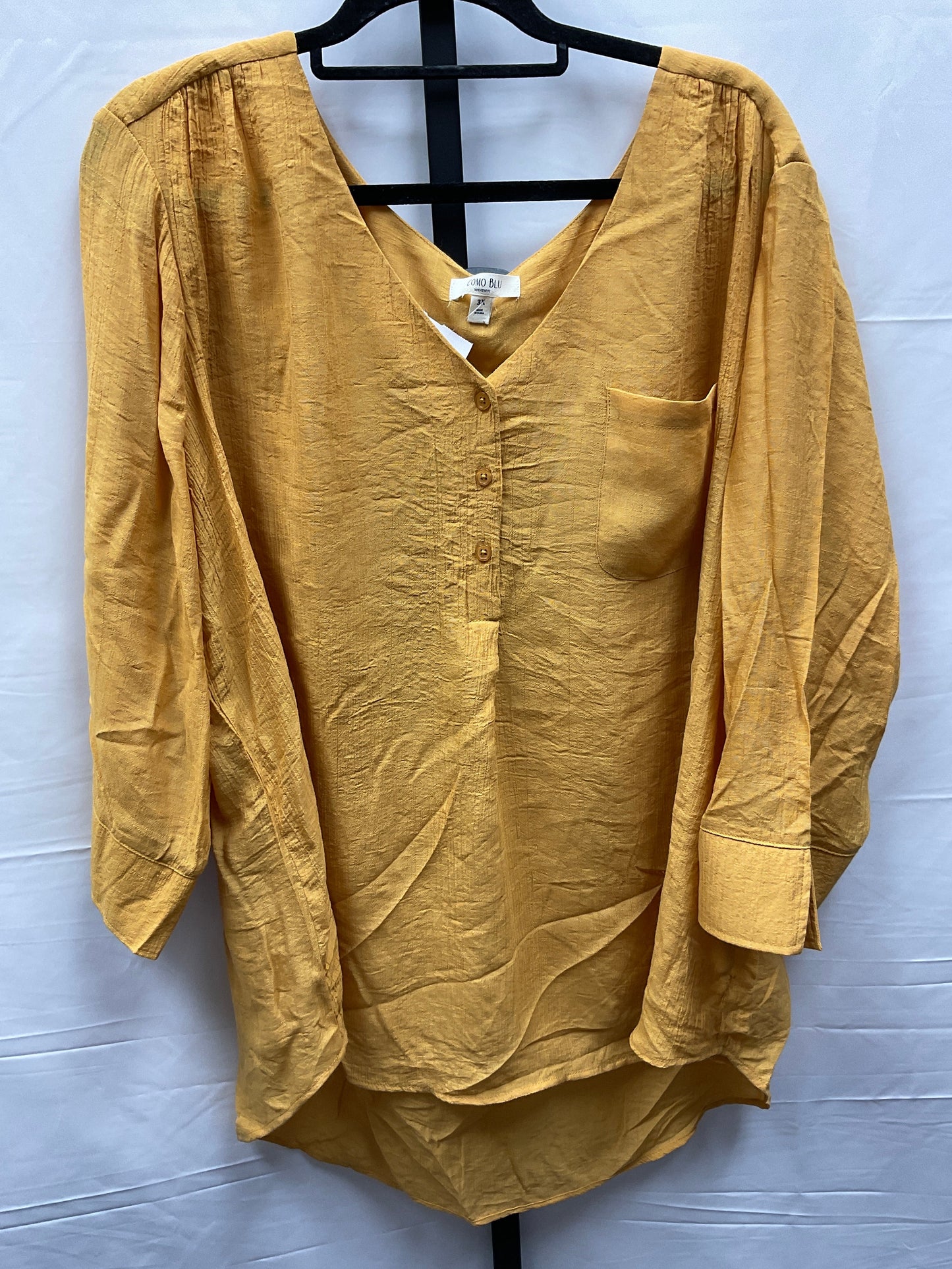 Yellow Top Long Sleeve Clothes Mentor, Size 3x