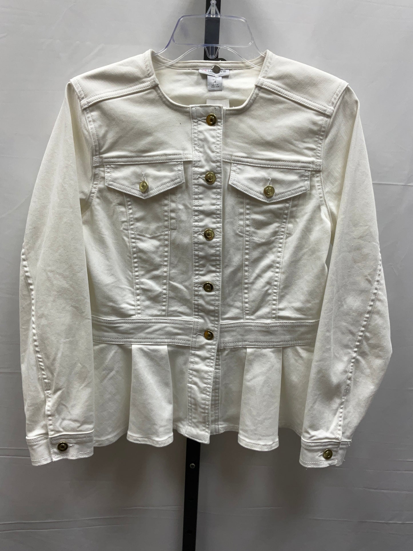 Jacket Denim By Liz Claiborne In White Denim, Size: M