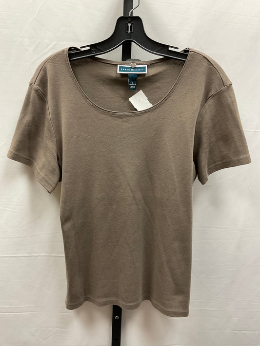 Top Short Sleeve Basic By Karen Scott In Brown, Size: L