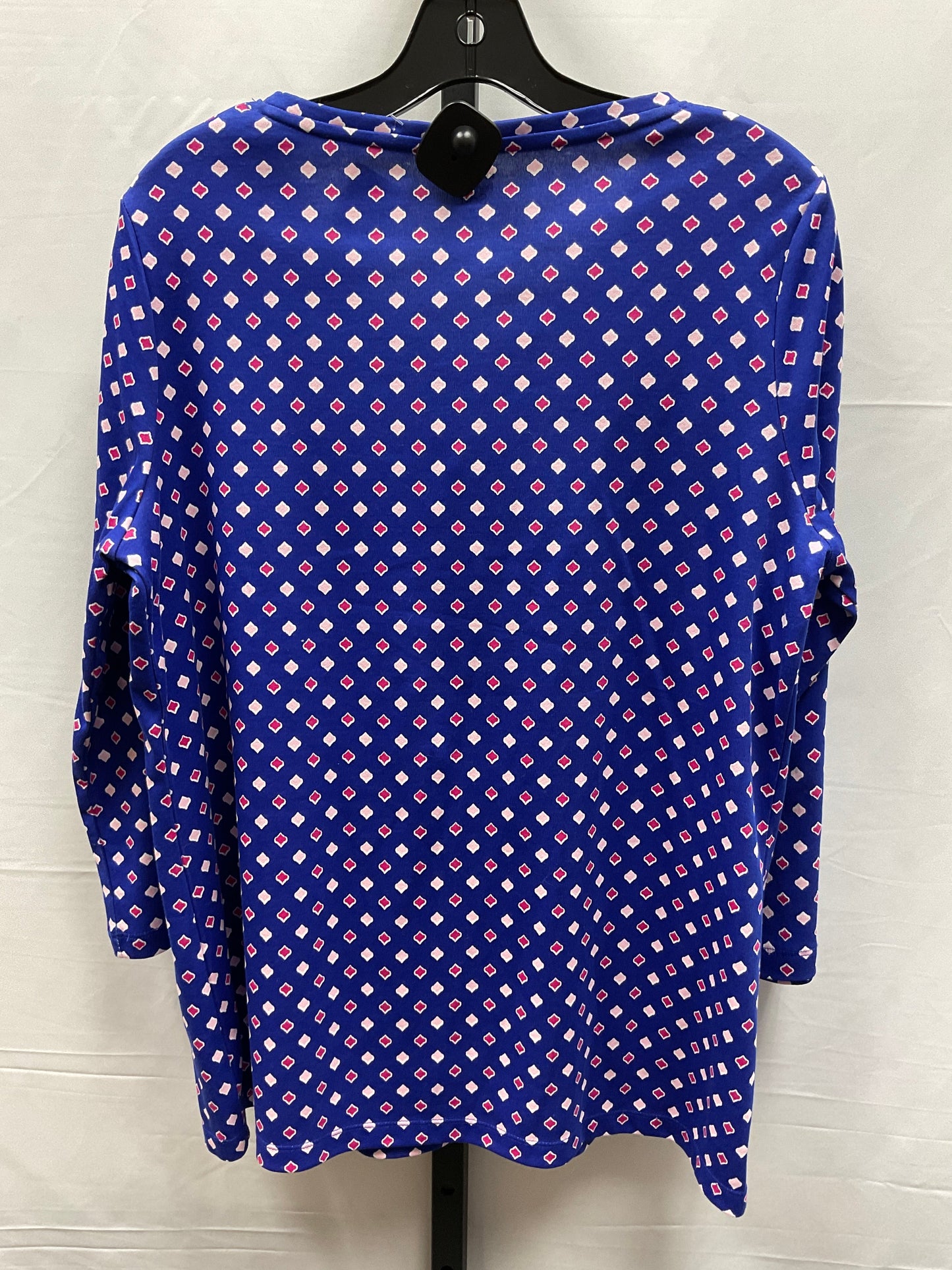 Top Long Sleeve By Kim Rogers In Blue & Pink, Size: M