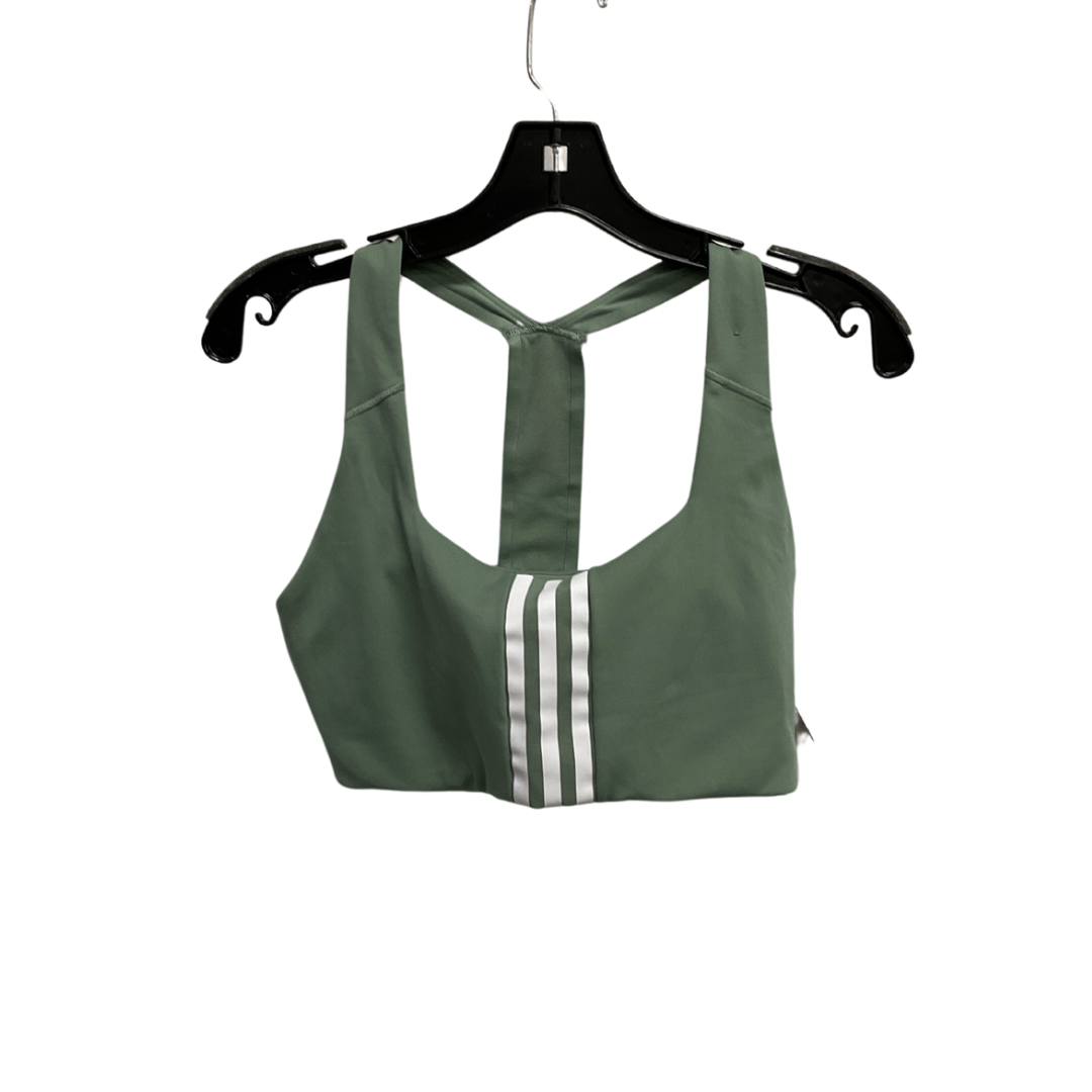 Athletic Bra By Adidas In Green & White, Size: L