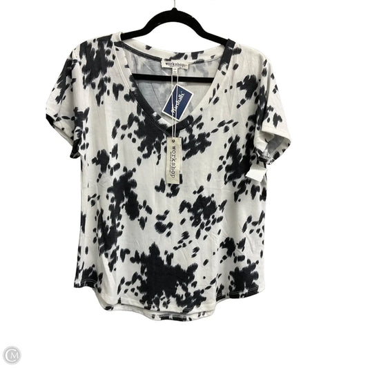 Top Short Sleeve By Workshop In Black & White, Size: M