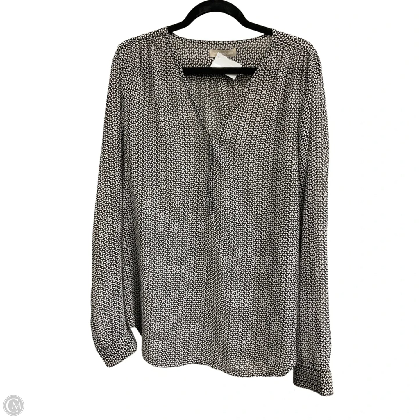 Top Long Sleeve By Banana Republic In Black & Grey, Size: L