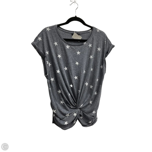 Top Short Sleeve By Lucky Brand In Blue & White, Size: M