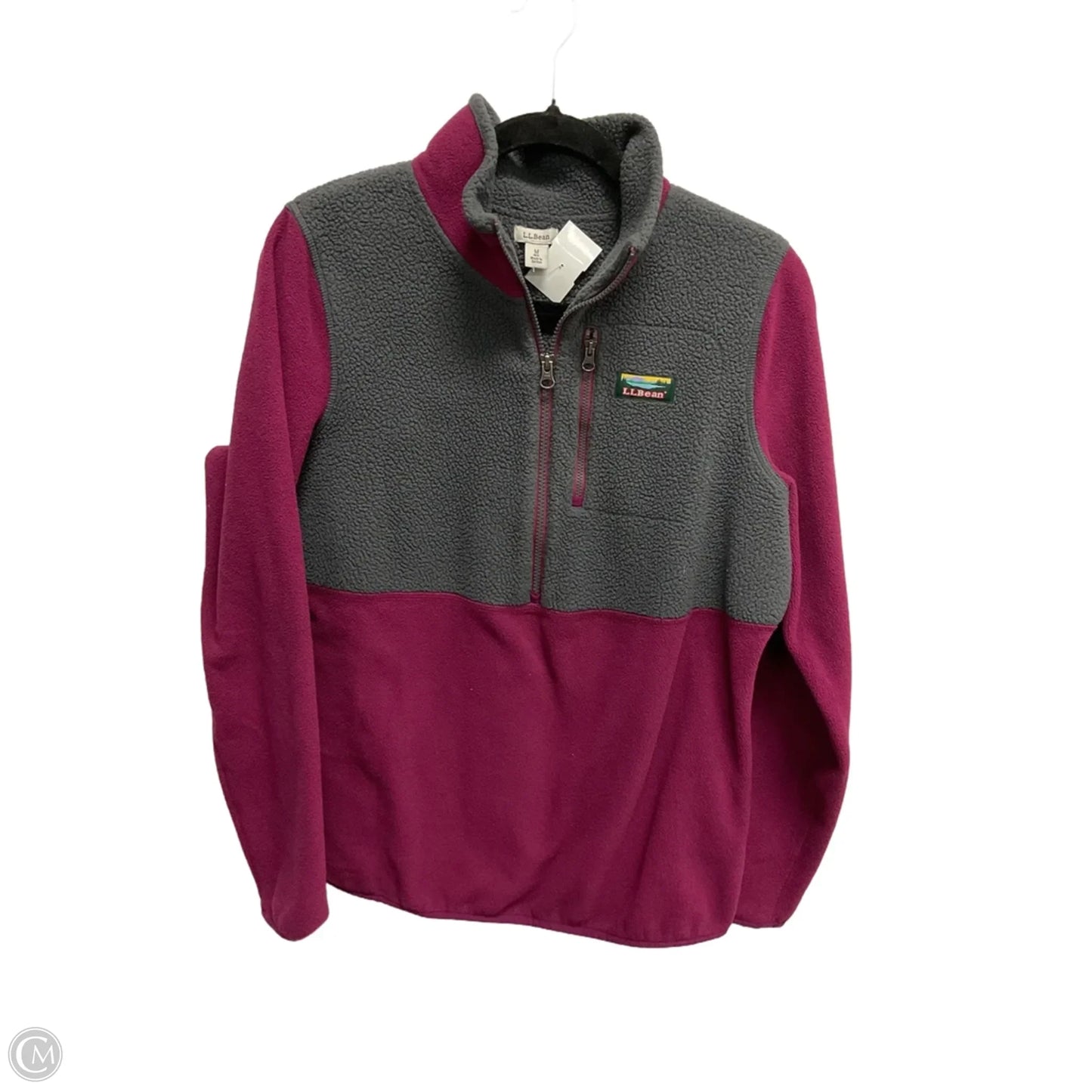 Athletic Sweatshirt Collar By L.l. Bean In Grey & Purple, Size: M