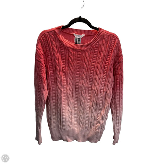 Sweater By Time And Tru In Pink & White, Size: L