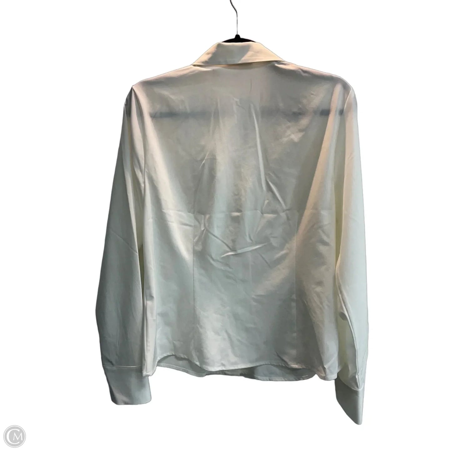 Blouse Long Sleeve By Calvin Klein In White, Size: L