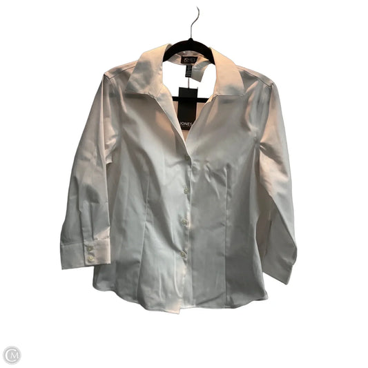 Blouse Long Sleeve By Jones New York In White, Size: M