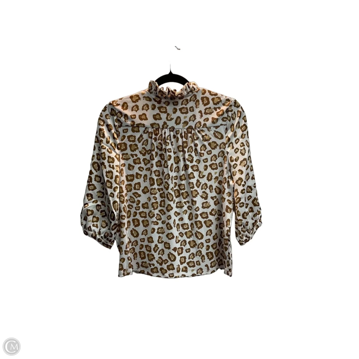 Blouse Long Sleeve By Charter Club In Brown & White, Size: Xs