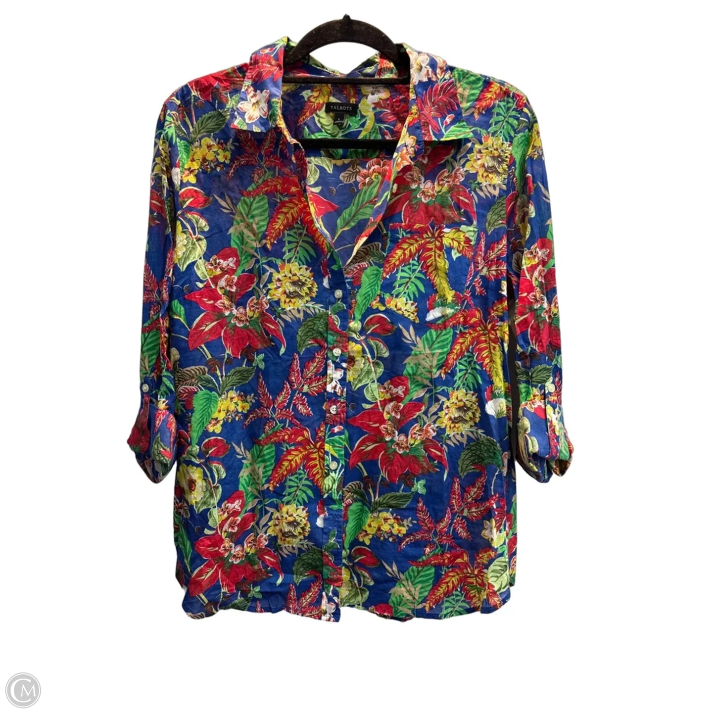 Top Long Sleeve By Talbots In Floral Print, Size: L