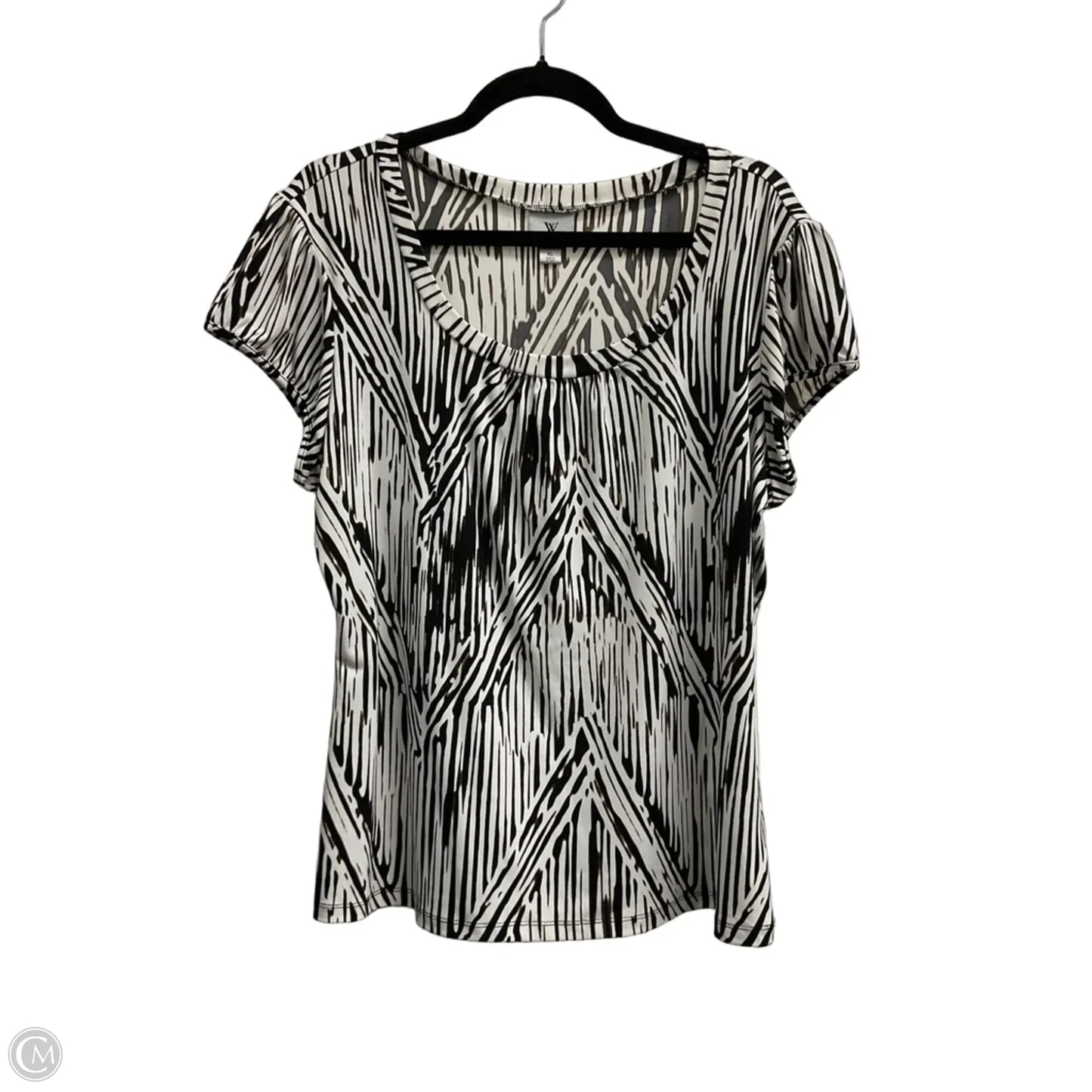 Top Short Sleeve By Worthington In Black & White, Size: Xl