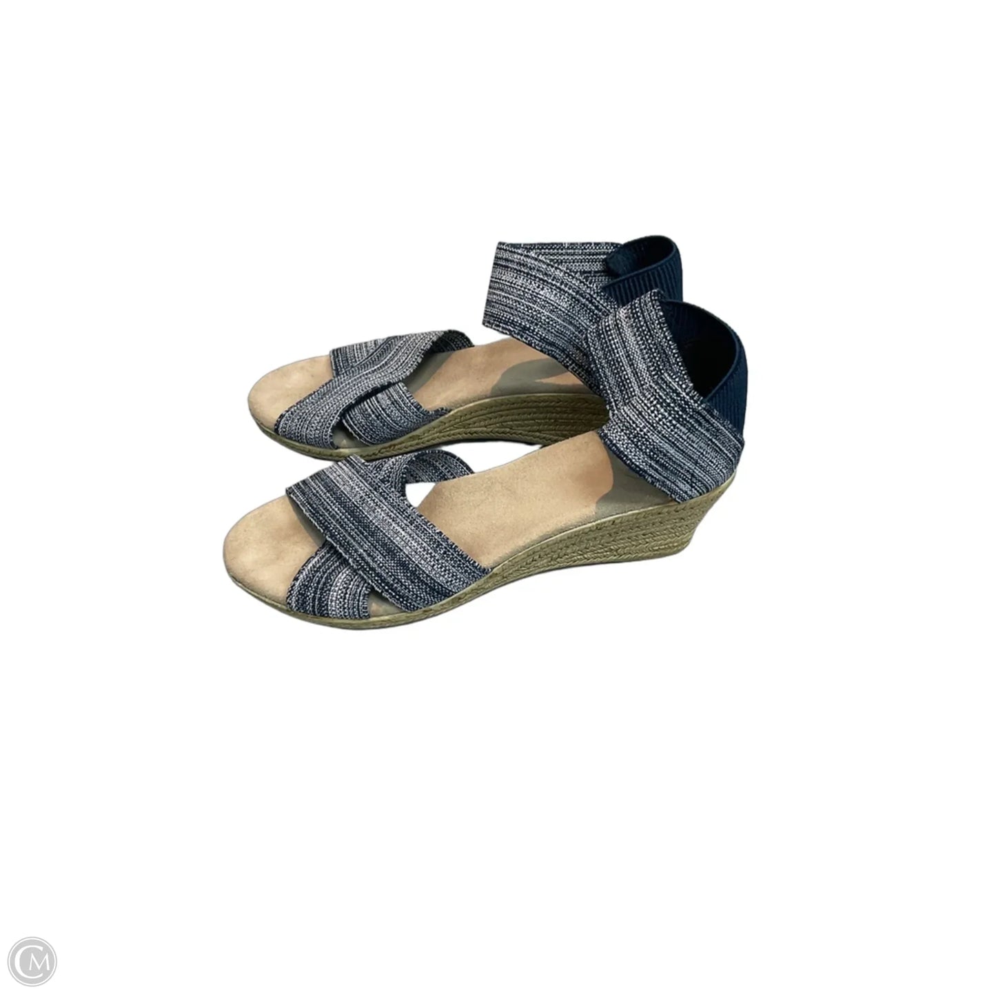 Sandals Heels Wedge By Clothes Mentor In Blue & Cream, Size: 8