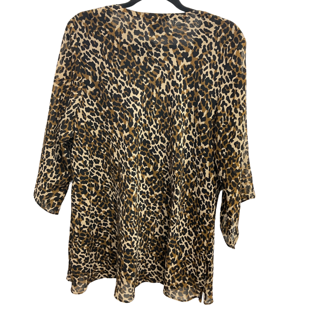 Top Long Sleeve By Metro 7 In Animal Print, Size: 1x