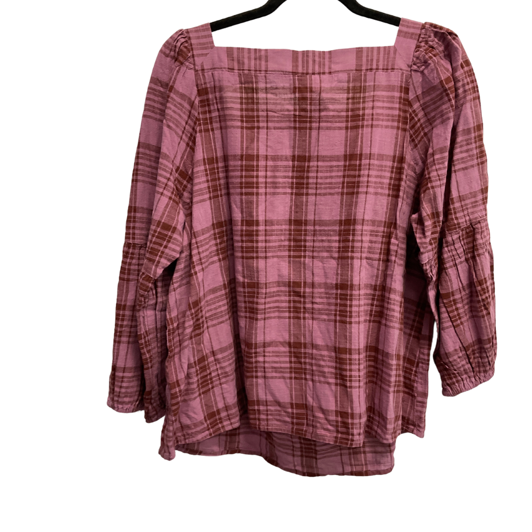 Top Long Sleeve By Ana In Plaid Pattern, Size: Xl