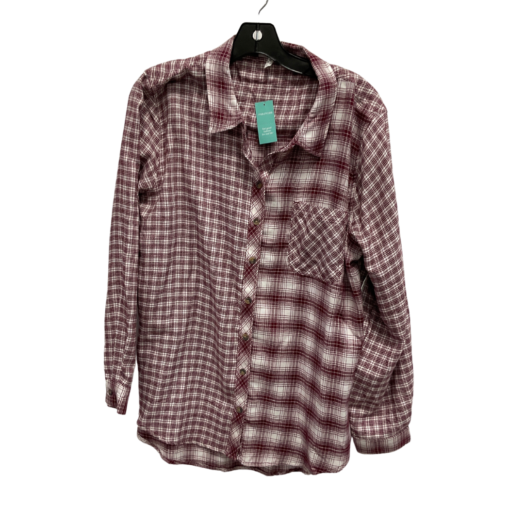 Top Long Sleeve By Maurices In Plaid Pattern, Size: Xl