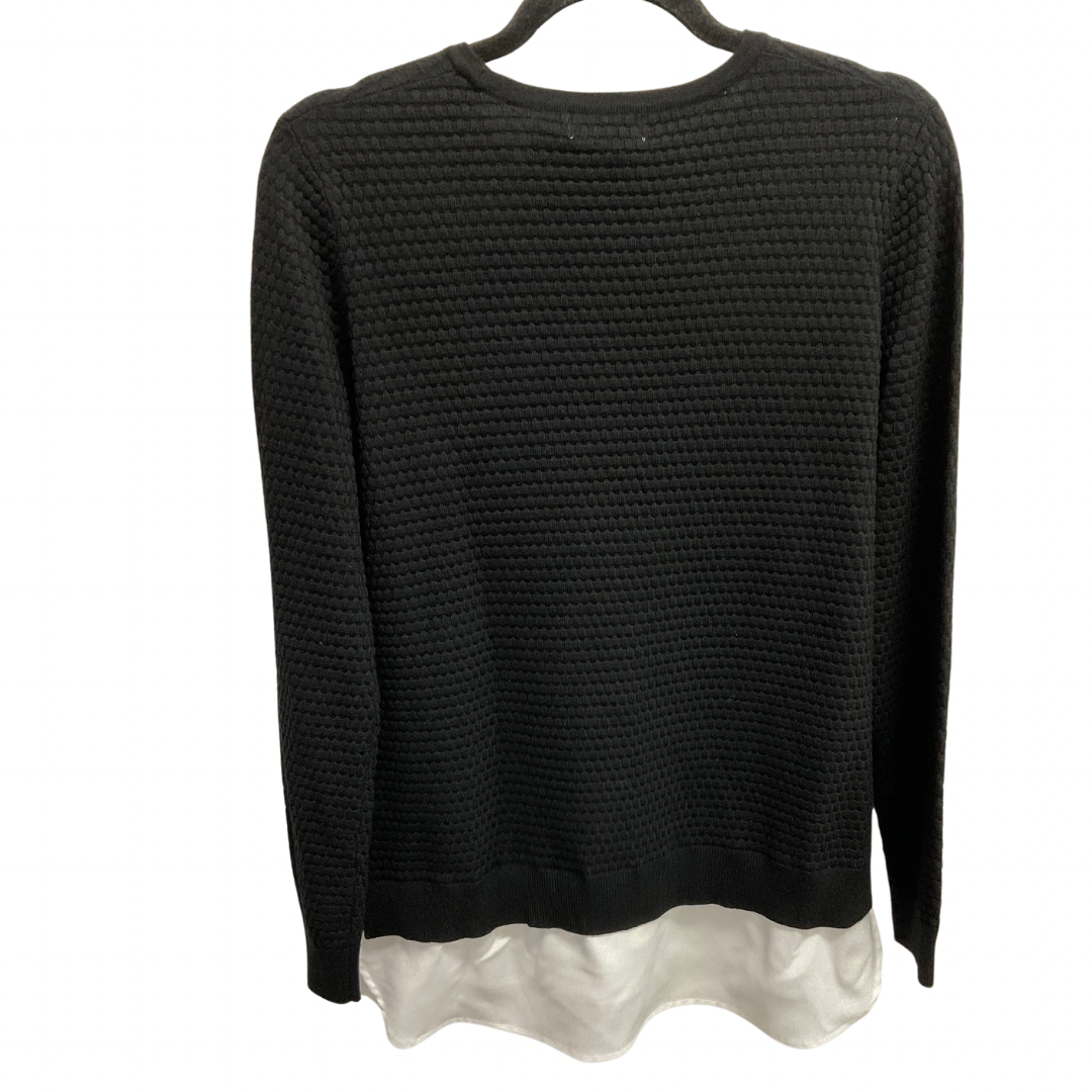 Top Long Sleeve By Calvin Klein In Black & White, Size: S