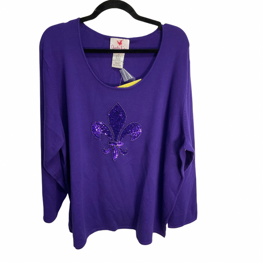 Sweater By Quaker Factory In Purple, Size: 2x