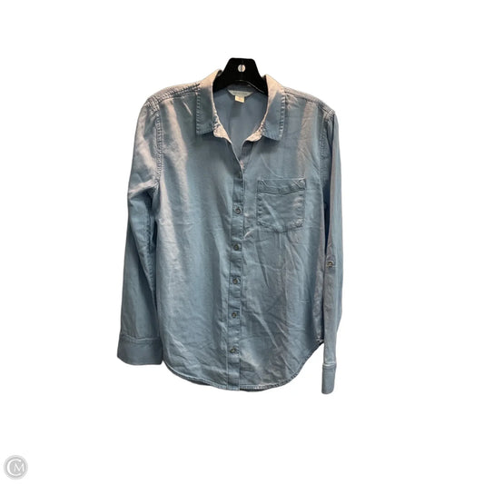 Blouse Long Sleeve By Caslon In Blue Denim, Size: Xs