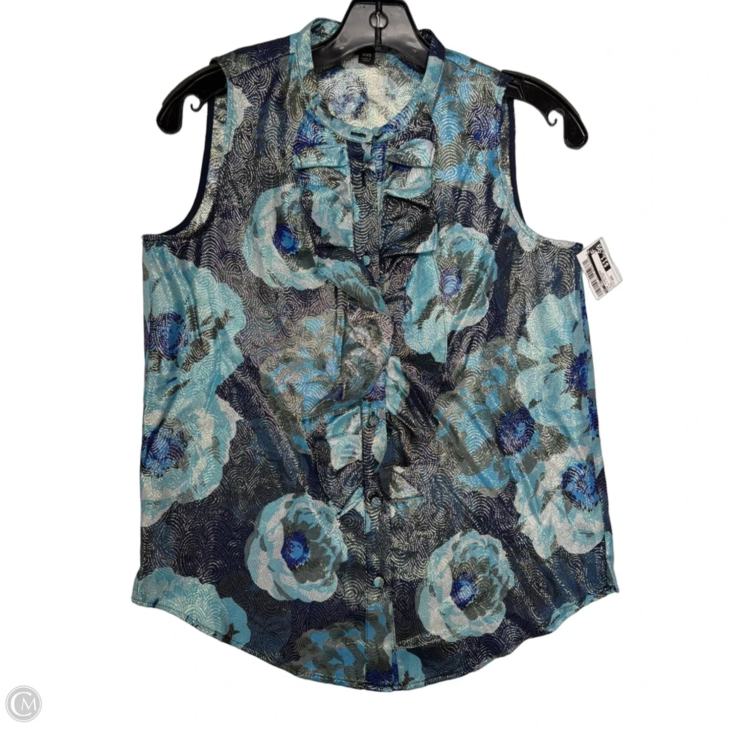 Top Sleeveless By J. Crew In Blue & Silver, Size: Xxs