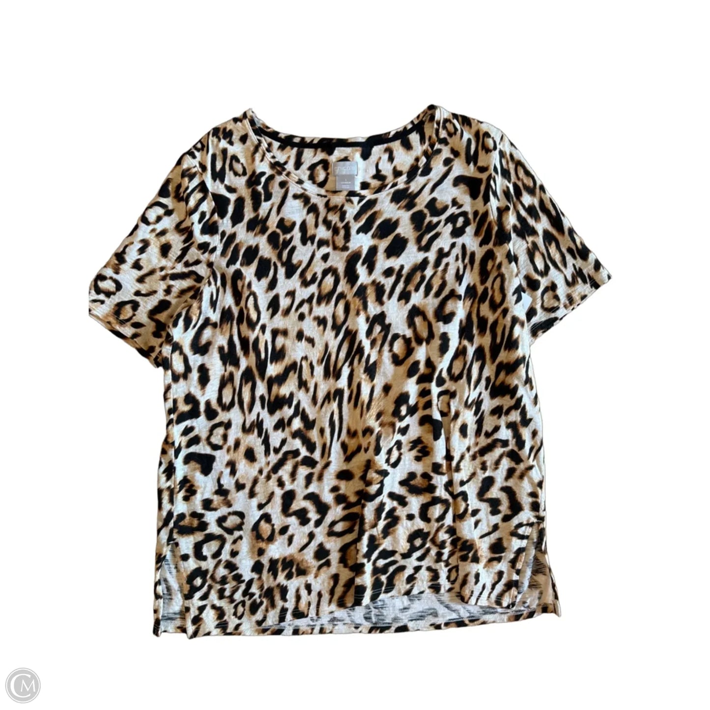 Top Short Sleeve By Chicos In Leopard Print, Size: M
