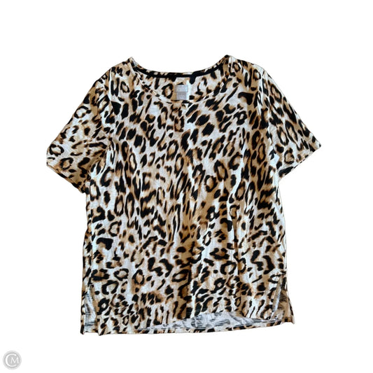 Top Short Sleeve By Chicos In Leopard Print, Size: M