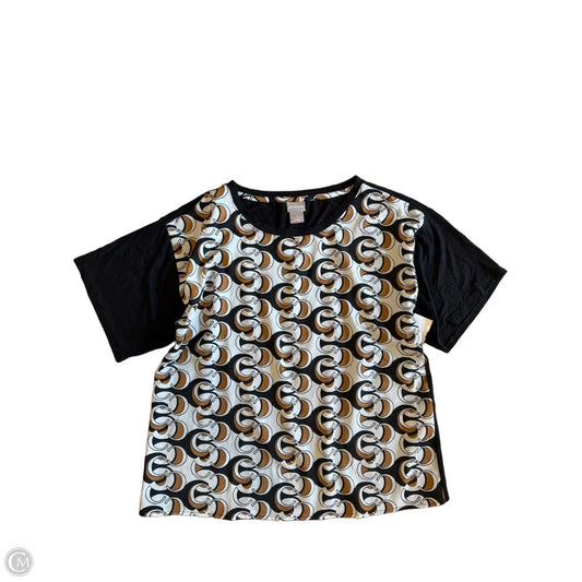 Top Short Sleeve By Chicos In Black & Cream, Size: M