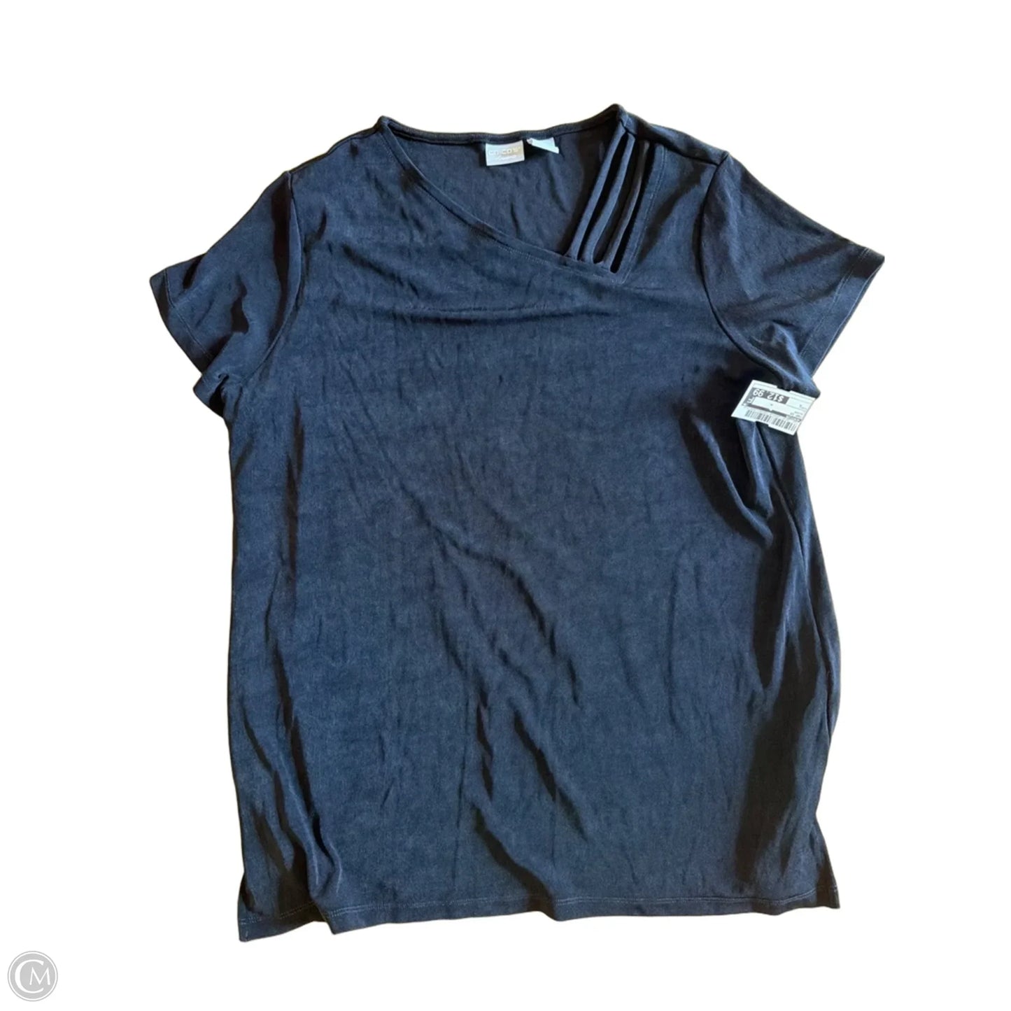 Top Short Sleeve By Chicos In Black, Size: L