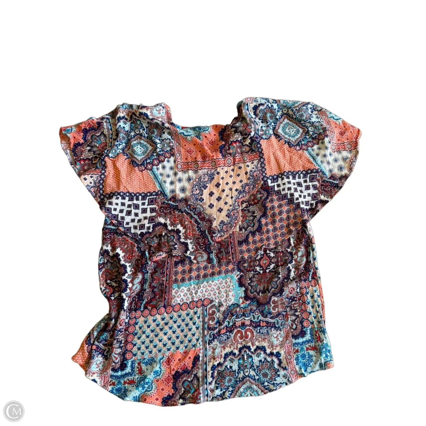 Top Short Sleeve By Chicos In Paisley Print, Size: L